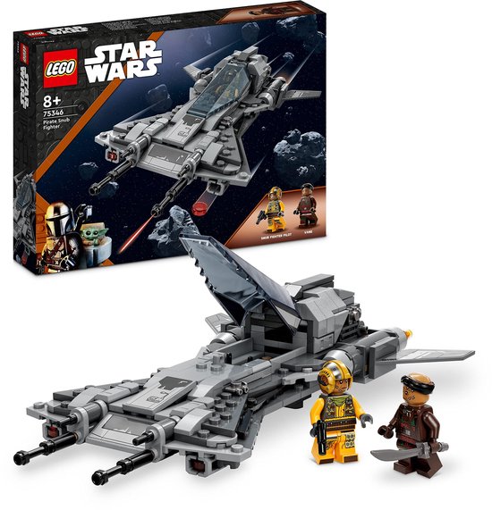 De LEGO Star Wars Pirate Snub Fighter, met twee minifiguren: een Snub Fighter Pilot en Vane.