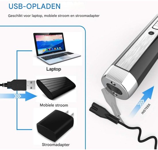 Tondeuse à barbe rechargeable 4 en 1 - Tondeuse à oreilles - Rasoir - Tondeuse à sourcils - Tondeuse à nez - Rechargeable - Hommes et femmes