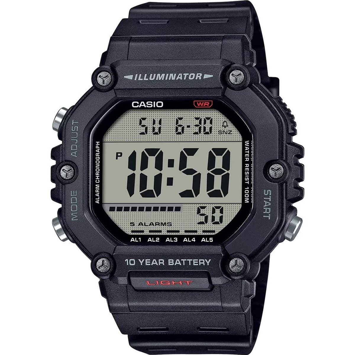 Casio Casio Collection AE-1600H-1AVEF Horloge - Kunststof - Zwart - Ø 47 mm