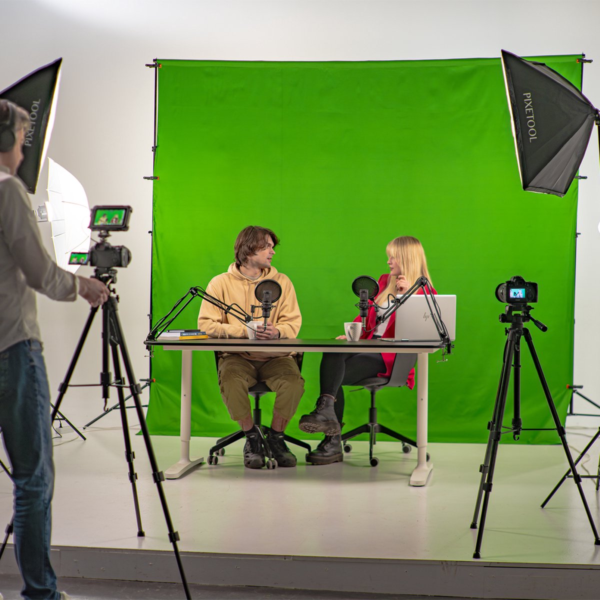 PIXETOOL Green screen (1.80 x 2.8m) with Background System (2 x 2m) - Photo Studio Set