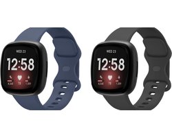 Strap-it Bundel van 2 Siliconen Bandjes - Geschikt voor Fitbit Versa 3 / Versa 4 / Sense 2 - Maat: L - Zwart & Donkerblauw - Sportbandje - Sportarmband - Siliconen Band - Waterbestendig & zweetbestendig - Flexibel & comfortabel