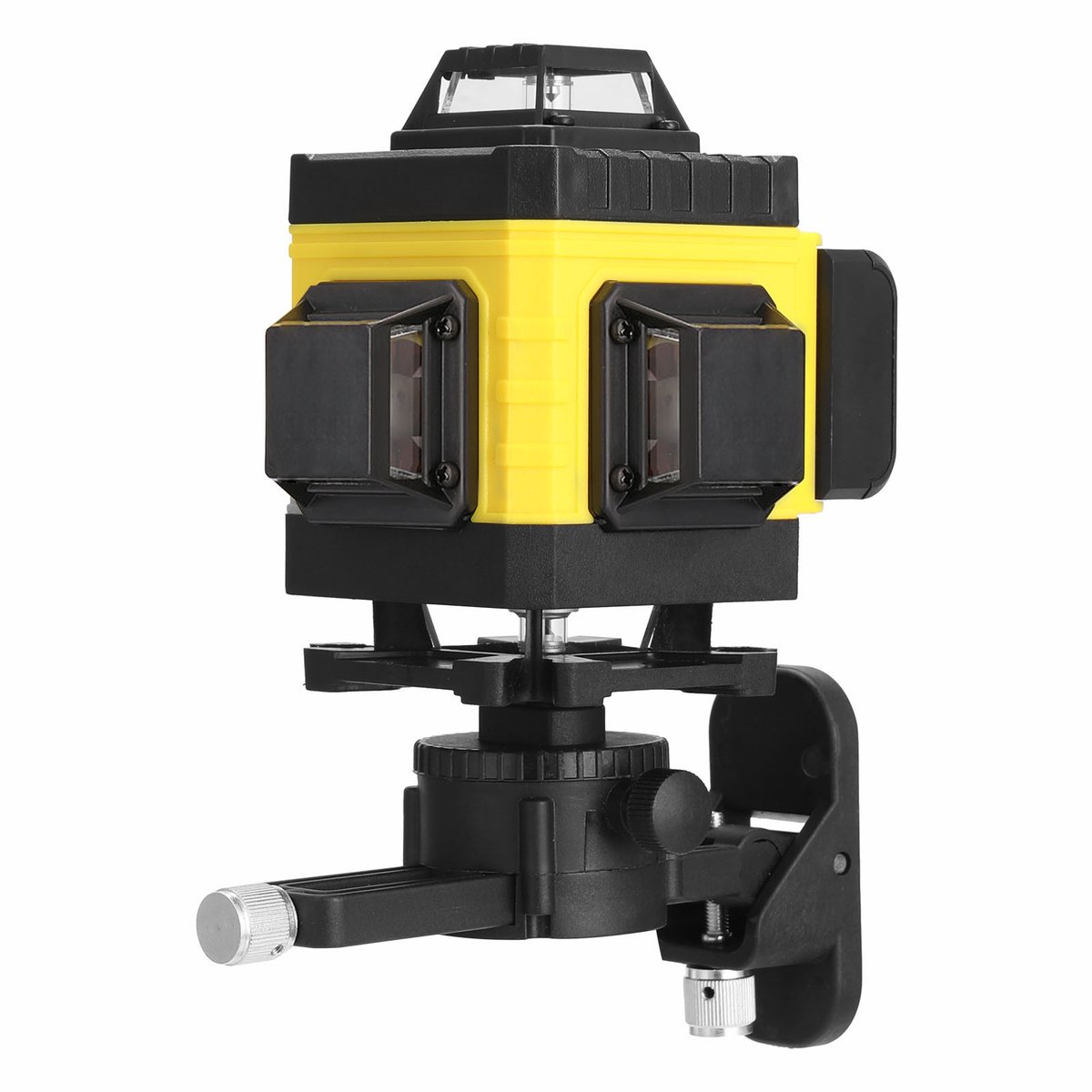 4D Laser Waterpas 16 Lijnen Kruislijnlaser– Groene Kruislaser met 360° Zelfnivellering – Set met 2 Batterijen, 3D Muurbeugel, Adapter, Statiefbasis & Koffer – Geel – 220V EU Plug- Professionele Lijnlaser voor Bouw en Klussen
