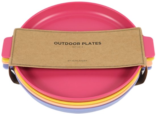 Norlander Serviesset – 4 Borden Ø 23,5 cm & 4 Bekers 300 ml – Meerkleurig – Stevig Kunststof – Geschikt voor Camping, Outdoor & Dagelijks Gebruik — afbeelding 5