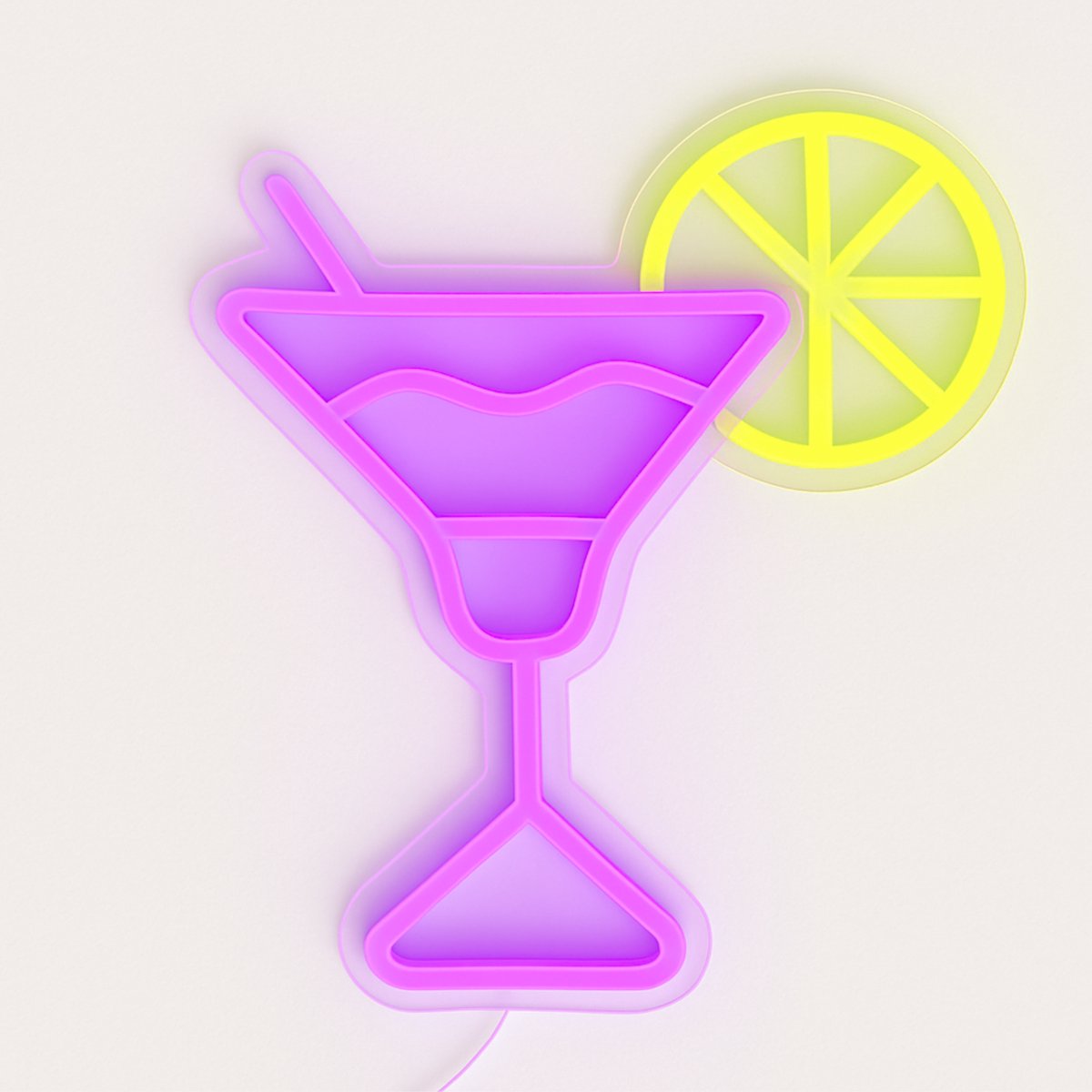 ZoeZo Design - Neon LED Lamp Cocktail - Roze - Geel - USB - Wandlamp - Wand Decoratie - Sfeerlamp - Sfeerverlichting