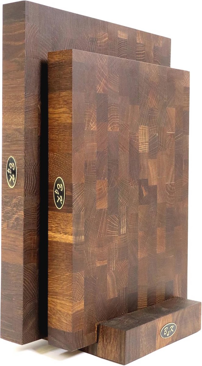 Set van 2 hakblokken met houten standaard | Handgemaakte snijplank met handgrepen | Antibacteriële keukenplank met antislip voetjes — cadeau in Kookcadeaus - foto 8