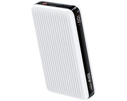 Voomy Powerbank 20000 mAh - 100W Snellader - Geschikt voor Laptop, telefoon, tablet en meer - USB C Power Delivery & LED indicator - USB C & USB A - Wit