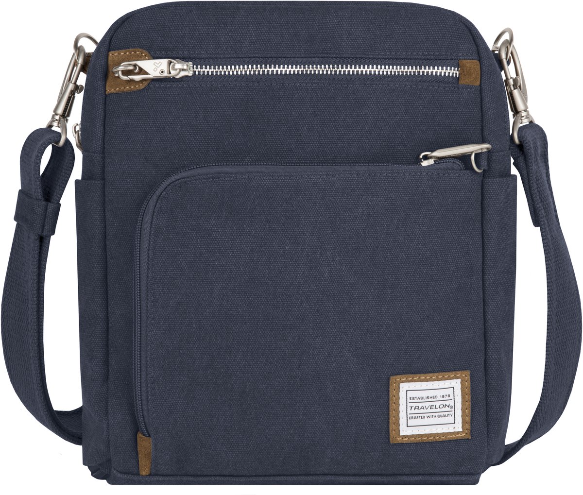 Travelon Heritage Anti-diefstal Tour Bag – Indigo – Schoudertas met RFID, snijbestendige panalen en lock-down strap