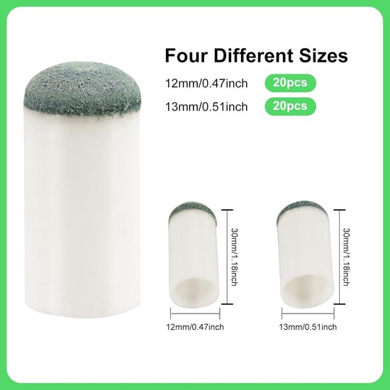 Allecto Plus - 40 stuks Pool Cue Tips zonder lijm of gereedschap - 12mm 13mm - Snooker en Pool Keu Tips. — afbeelding 3
