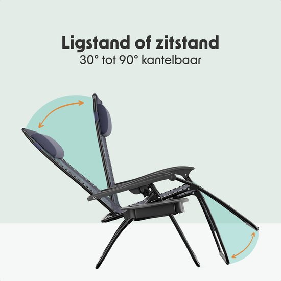 LifeGoods Opvouwbare Tuinstoelen - 2 Stuks - Ligstoel Tuin - 30°-90° Verstelbaar - Metaal - Blauw van LifeGoods — afbeelding 3
