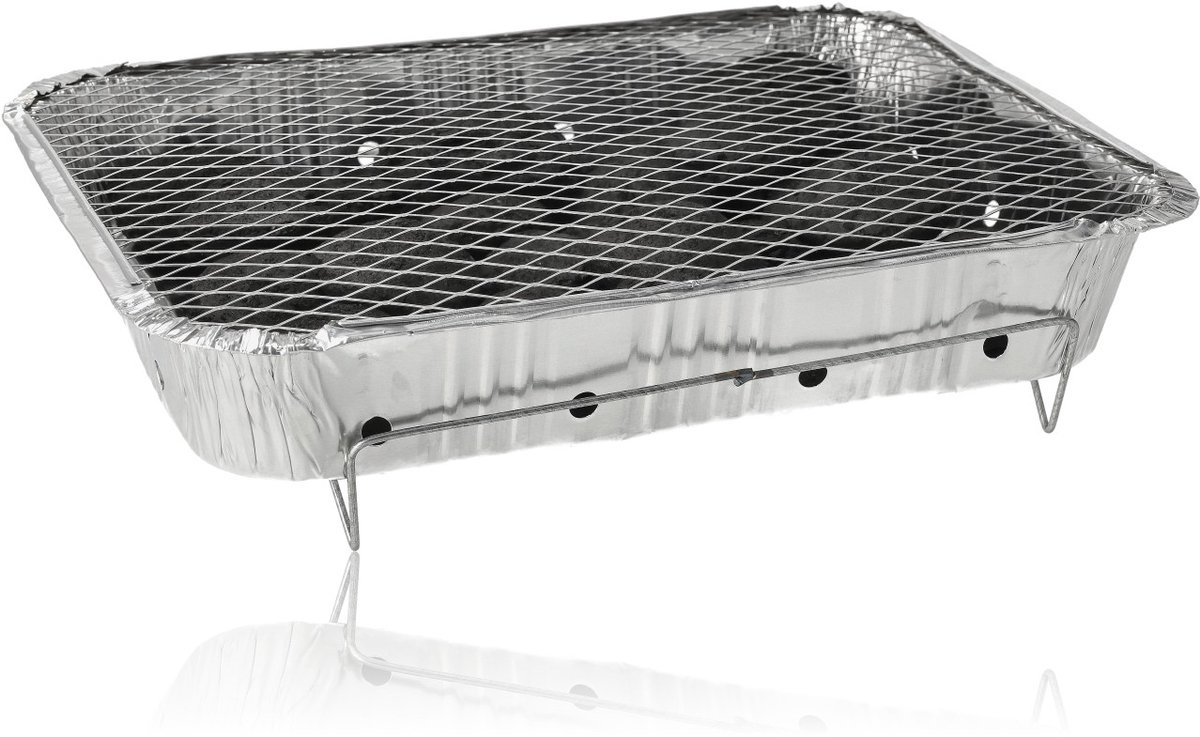 Wegwerp Barbecue met Houtskool – 5 Stuks – Instant BBQ voor Camping, Balkon of Picknick – Inclusief Rooster – Barbecue Accessoires – BBQ Kopen – foto 5