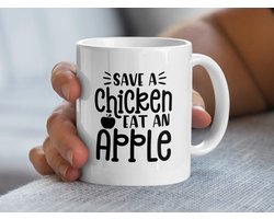 Save a Chicken Mug, Eat an Apple Mug, Vegan Gift, Vegetarian Mug, Animal Lover Mug, Graphic Mug, Humor Mug, Quirky Mug