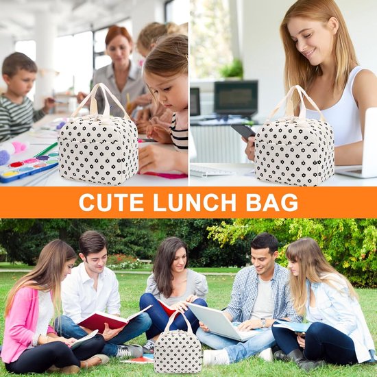 Lunchtas - Geïsoleerde tas - Herbruikbaar - Lekvrije koeltas - Geschikt voor volwassenen en kinderen - Lunchboxtas voor werk - school - BBQ en picknick - Beige met bloemen van Merkloos — afbeelding 4