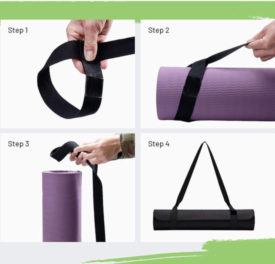 2 stuks - Yogamat draagriemen - Zwart + paars - Verstelbare en draagbare schouderbanden voor yogamatten - Handige opbergriem voor fitness- en sportaccessoires - Lichtgewicht en multifunctioneel ontwerp — afbeelding 4