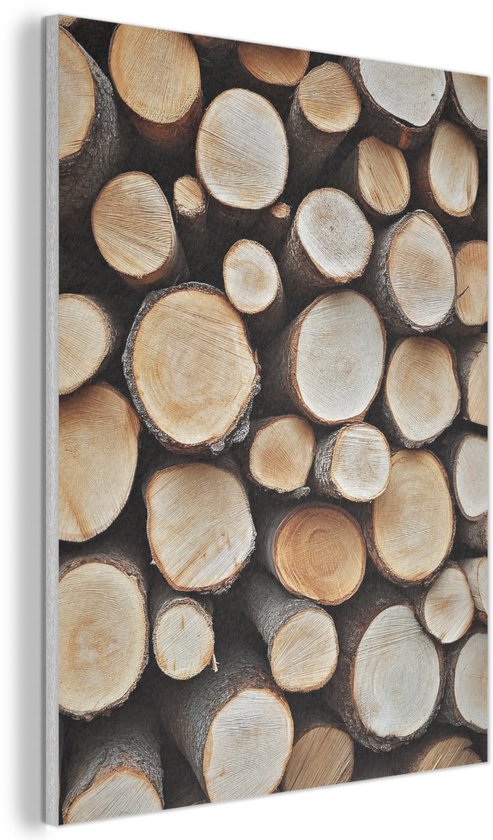 Akoestisch wandpaneel 70x100 cm - Vilt schilderij Hout - Boomstammen - Textuur - Akoestische panelen - Geluidsdempende wanddecoratie - Geluidsisolatie woonkamer - Muurdecoratie geluidspanelen