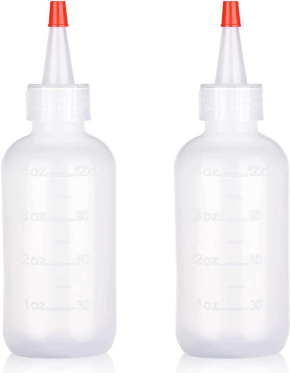 Image of 2 Packs Applicator Bottle met Tip - Squeeze Plastic Applicator Bottle - Graduated Applicator Bottle voor Salon Haarverzorging (120ml)