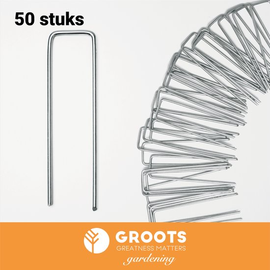 Groots - 50 Gronddoekpennen van Verzinkt Staal - Verzinkt Staal - Anti-Worteldoek - Grondanker - Haring - Gronddoekhaak - Grondhaken