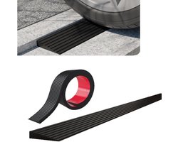 REWYTAZ-1 stuk - Drempelhelling, zelfklevende rubberen helling, rubberen drempelhelling voor rolstoel, kinderwagen, scooter, snelheidsverlagende helling 1m (zwart, breedte 5cm, hoogte 1cm)
