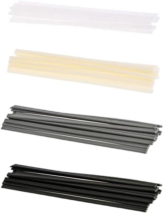 YOUNGSAY 100 stuks kunststof lasstaven, ABS/PVC/PE/PP kunststof lasstaven, 200 mm dubbele streng, kunststof lasdraad voor kunststof lakreparatie (4 kleuren