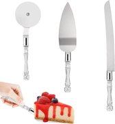 Cake Cutter Set - Roestvrijstalen Taartsnijder met Kristallen Handvatten - Ideaal voor Bruiloften en Feesten