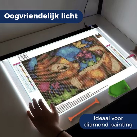 Boîte à lumière pour dessin - Lightpad diamant peinture - avec 3 intensités lumineuses différentes - Lightpad A2 - Boîte lumineuse pour peinture diamant - Boîte lumineuse a2 pour dessin - Chemin de lumière - Table lumineuse de dessin