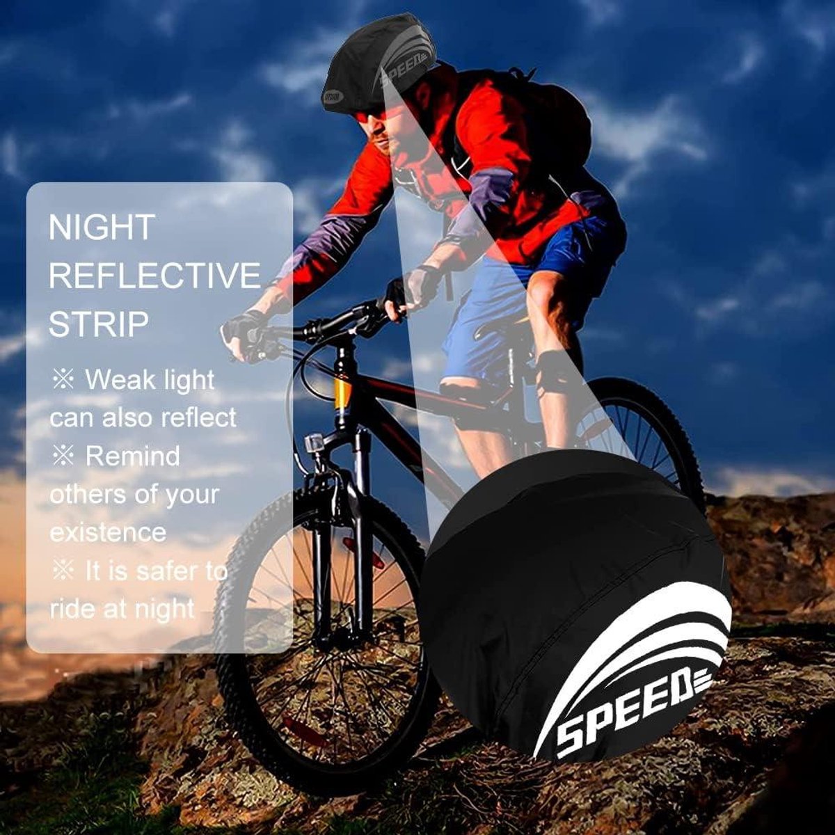 Allecto Plus - Reflecterende fietsregenhoes voor fietshelm - Waterdicht - Stofdicht - Zwart - Reflecterende strepen - Universele pasvorm