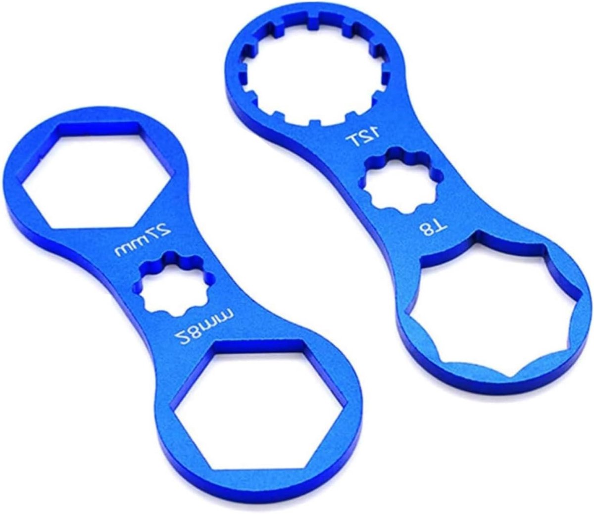 Allecto Plus - Reparatiegereedschap voor voorvork - 2 stuks fietssleutels - veervoorvork sleutel - geschikt voor SR Suntour XCR/XCM/XCT/RST MTB - voorvorkdop - moersleutel verwijderen en installeren - handige gereedschapsset.