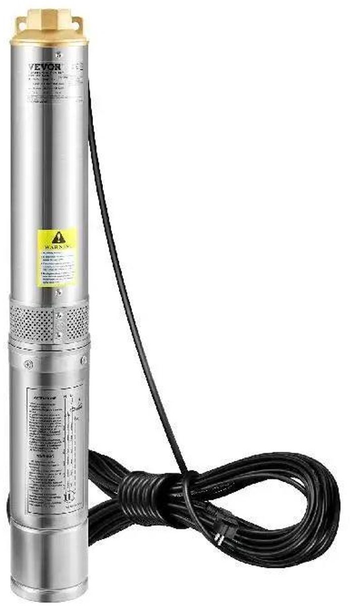 Waterpomp - Diepe Put Dompelpomp - Roestvrij Staal - 750W - 230V - 50Hz - voor Industriële Irrigatie en Thuisgebruik - Zilver