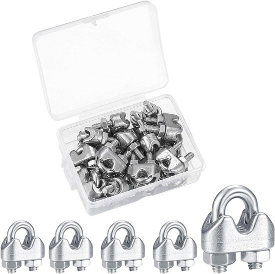 Wire Cable Clamp Set van 16 stuks - RVS Kabelklemmen voor ...