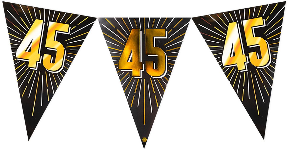 Vlaggenlijn 45 jaar | 5 meter | 15 vlaggen | Zwart Goud