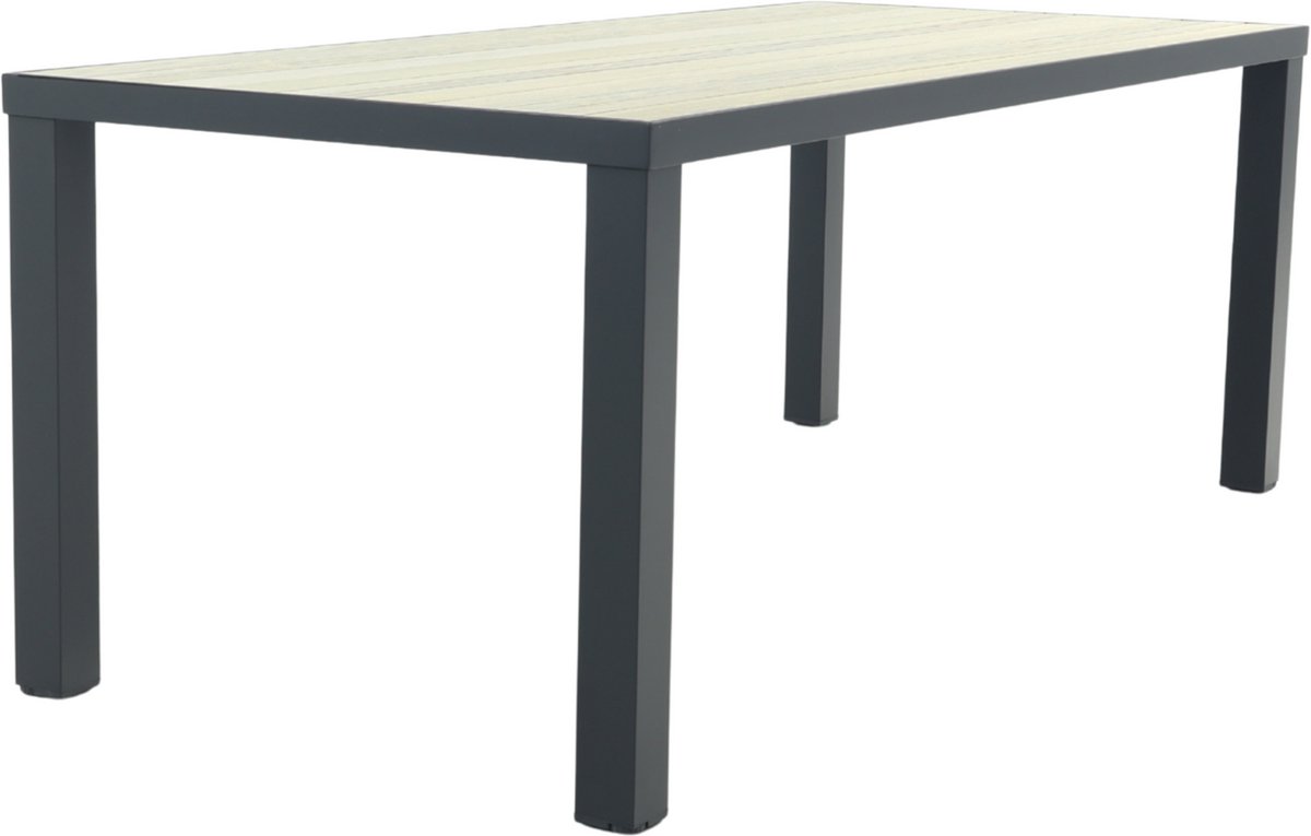 Nola tuintafel 210x90 cm. - Antraciet/Houtlook - 6 persoons