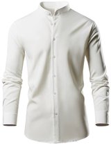 Chemise homme Allthemen unie à col montant et manches longues - Chemise d'été business - L