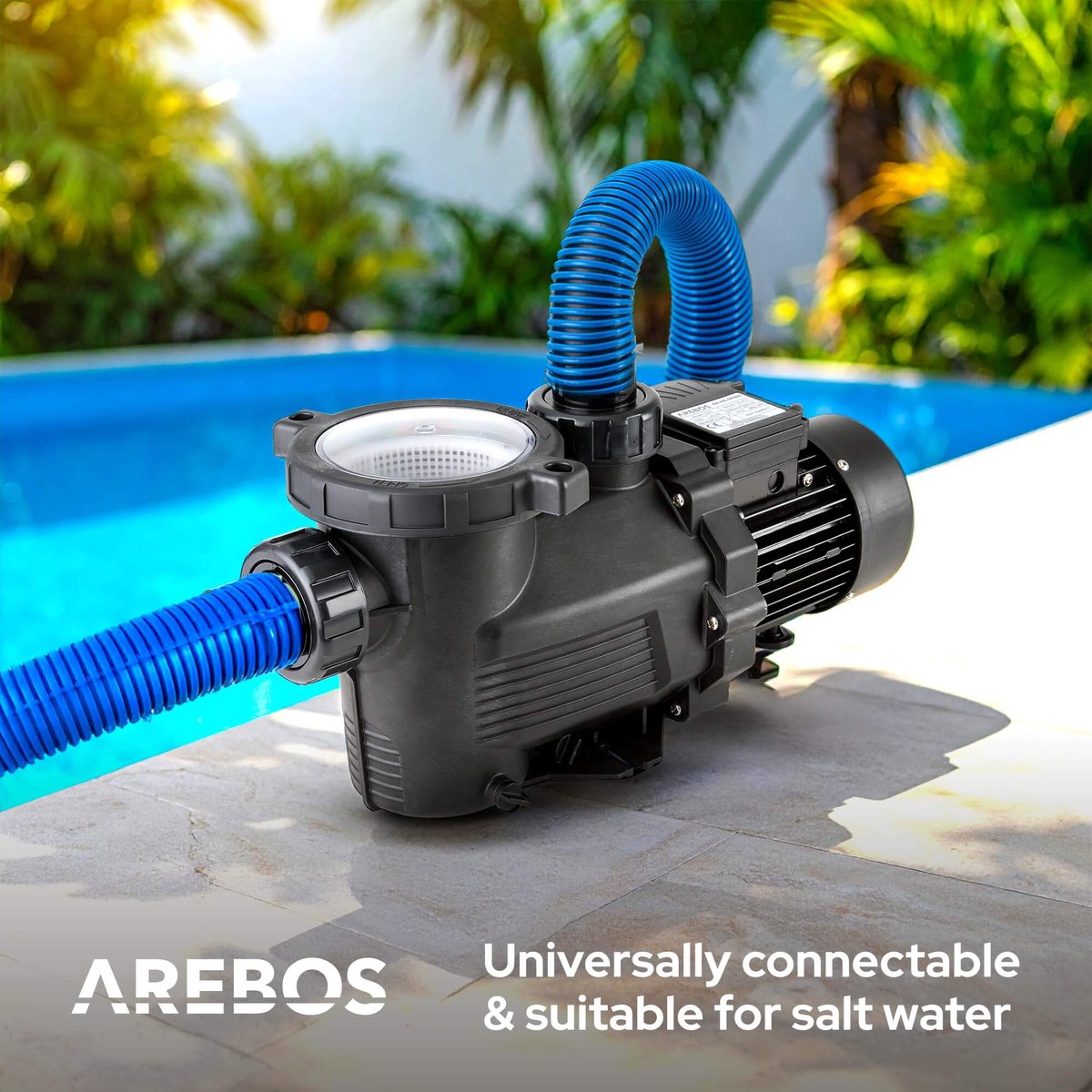 AREBOS Zwembadpomp met voorfilter zandfilterinstallatie krachtig 800W 19000 l/u – foto 2