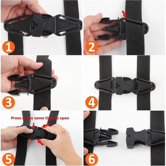 2 stuks - autostoel gordelclip - gordelbeschemer - veiligheidssluiting met anti-ontsnappingsmechanisme - verstelbare vaste clip voor autostoel - ABS-materiaal - voor gebruik op autostoelen, kinderwagens, kinderstoelen, schooltassen - zwart — afbeelding 3