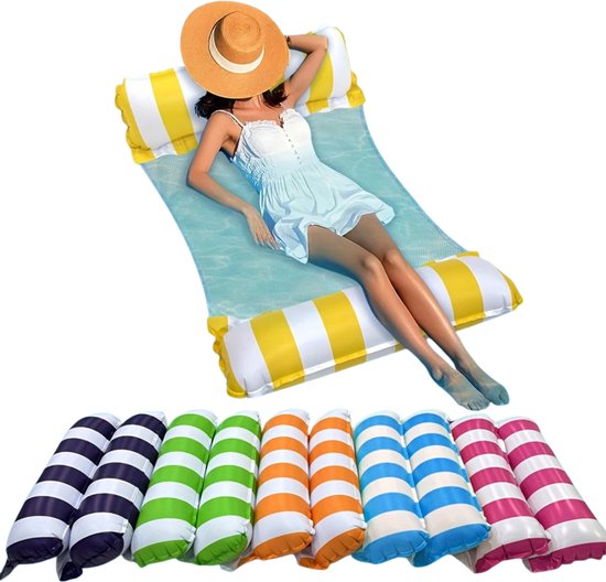 Hamac d'eau de Luxe Livano - Matelas Opblaasbaar pour piscine - Hamac Water - Aqua Lounge - Rose incliné