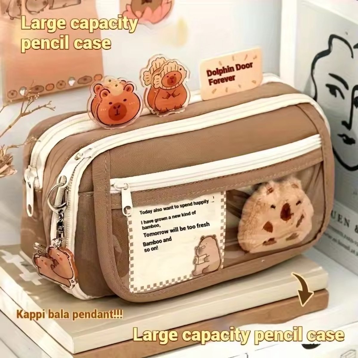 Capybara Pennenetui – 5-laags Etui Met 54 Schrijfwaren, Gelpennen, Notitieblokken, Stickers & Sleutelhangers – Voor School En Kantoor