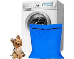 Waszakken voor huisdieren - Waszakken van twill polyester - Grote waszakken met rits - Voorkomt dat waszakken verstopt raken door dierenhaar - wasmachine, 70 x 80 cm,waszak voor huisdieren voor honden, katten en konijnen (blauw)- L