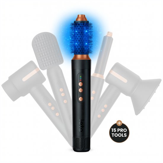 Leto Airstyler Pro+ met Coanda Effect - 15-delig - Fohnborstel - Krulborstel - Krultang 5 in 1 - Multistyler - Fohn met Diffuser - Krullen Borstel - Curl Brush