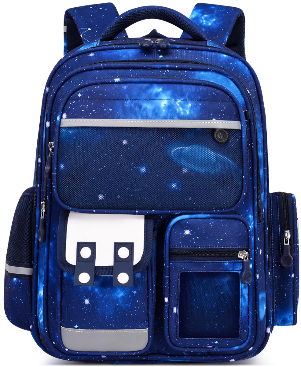 Ibenzoa® SchooltasErgonomische en waterafstotende schoolrugzak voor jongens 6-12 jaar met reflecterende strips