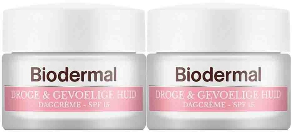 Biodermal Dagcrème Gevoelige Huid - 2 x 50 ml - Voordeelverpakking