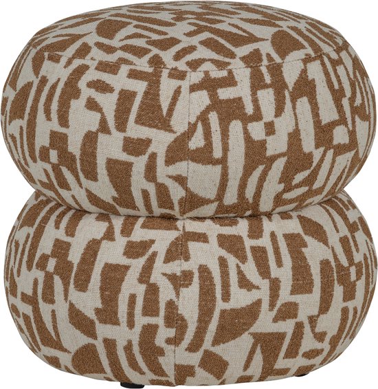Pouf Anic en WOOOD - Polyester - Motif graphique - Marron - 40x43x43