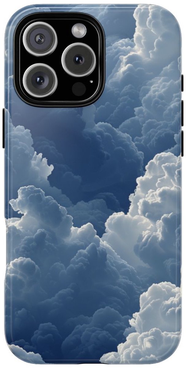 3D Blauw Wolkenpatroon – Telefoonhoesje Geschikt voor iPhone 16 Pro Max