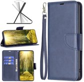 MobyDefend Hoesje - Geschikt voor iPhone 17 Pro Max - Wallet Book Case Met Koord - Blauw