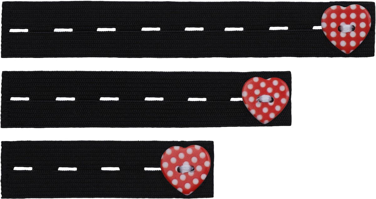 Be Mammy - Damesbroekverlenging Rubber – 3-Pack – Zwart/Rood - BE-BE20-126-BB-N