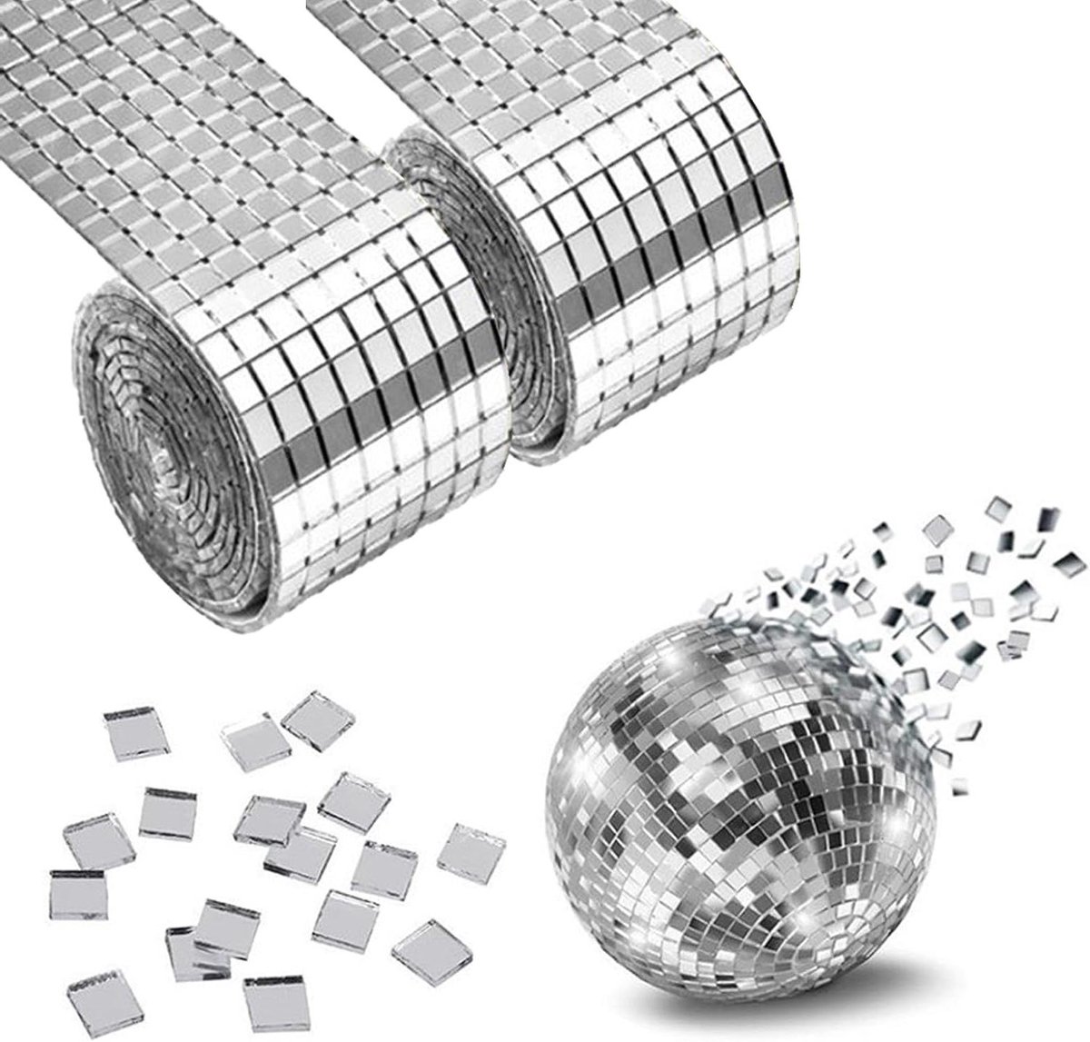 Zelfklevende mozaïektegels vierkant glas 5 x 5 mm - Mini spiegel tegels voor KTV - DIY - Zilver
