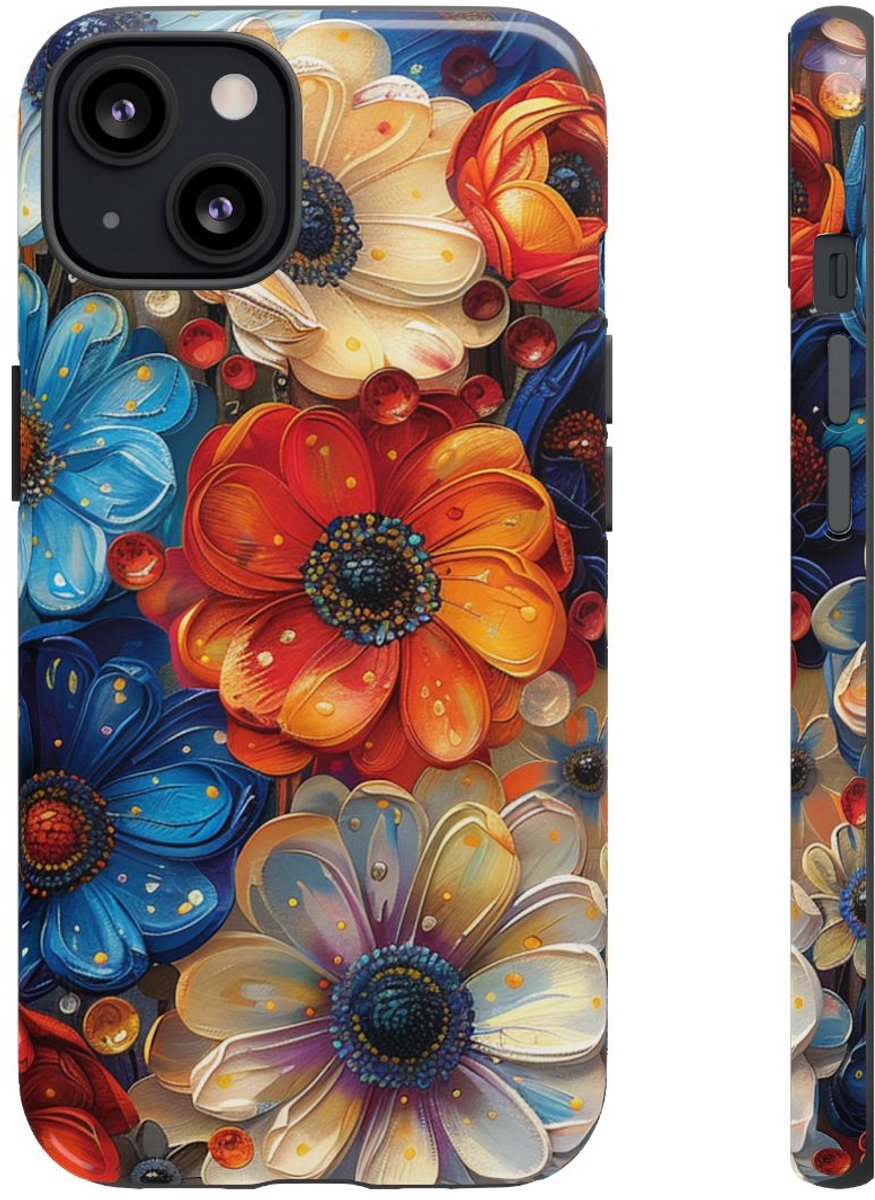 Levendig Abstract Bloemenpatroon – Telefoonhoesje Geschikt voor iPhone 13