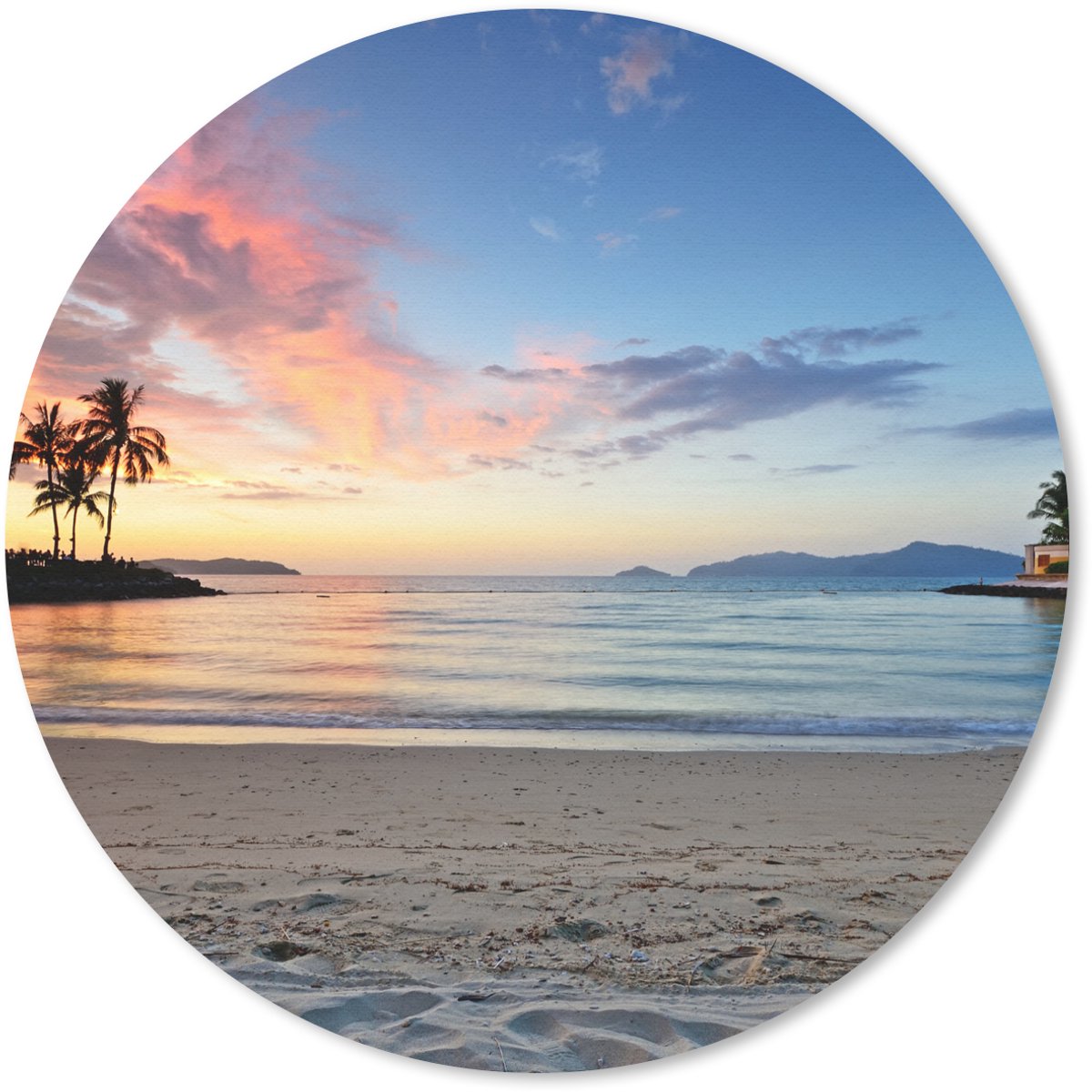 Muismat rond 20x20 cm - Mousepad Strand - Tropisch - Kleuren - Ronde muismatten