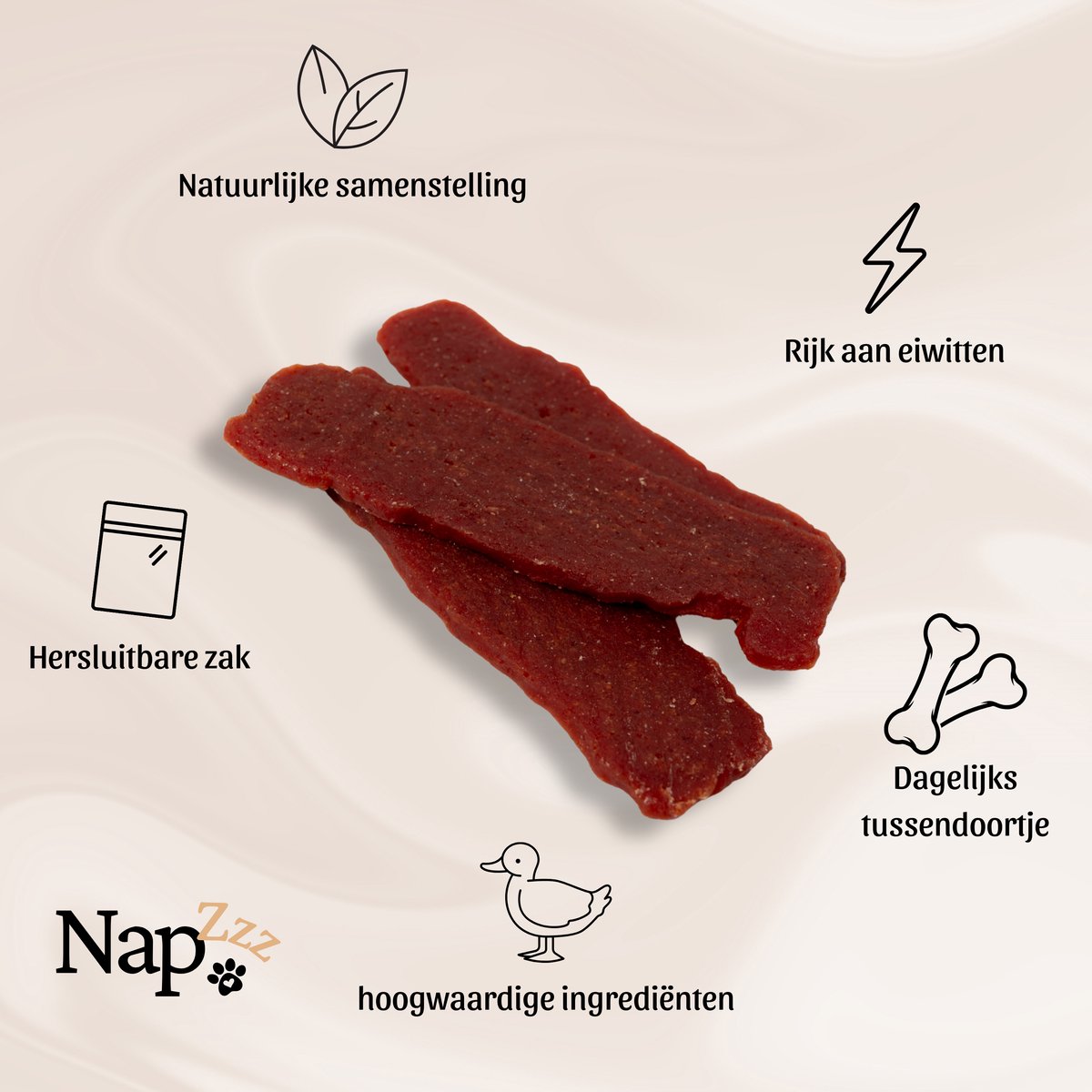 Napzzz Hondensnack - Eend Jerky - 1x300g