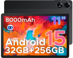 DOOGEE Tab G6+-Tablet-Android 15-11 inth FHD+ 90Hz- 4G LTE-32GB ROM+256GB ROM(2TB TF)-Unisoc T7280-8000mAh/18W-Dubbele luidsprekers-Widevine L1-Face ID-Zwart