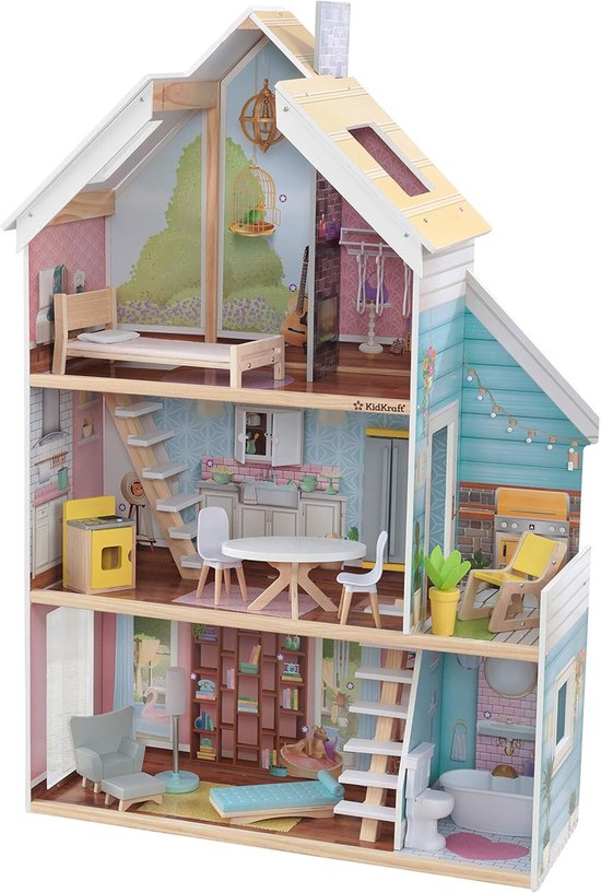 Kidkraft Zoey Poppenhuis - met Geluid en Licht - inclusief meubels en accessoires - 126 cm hoog