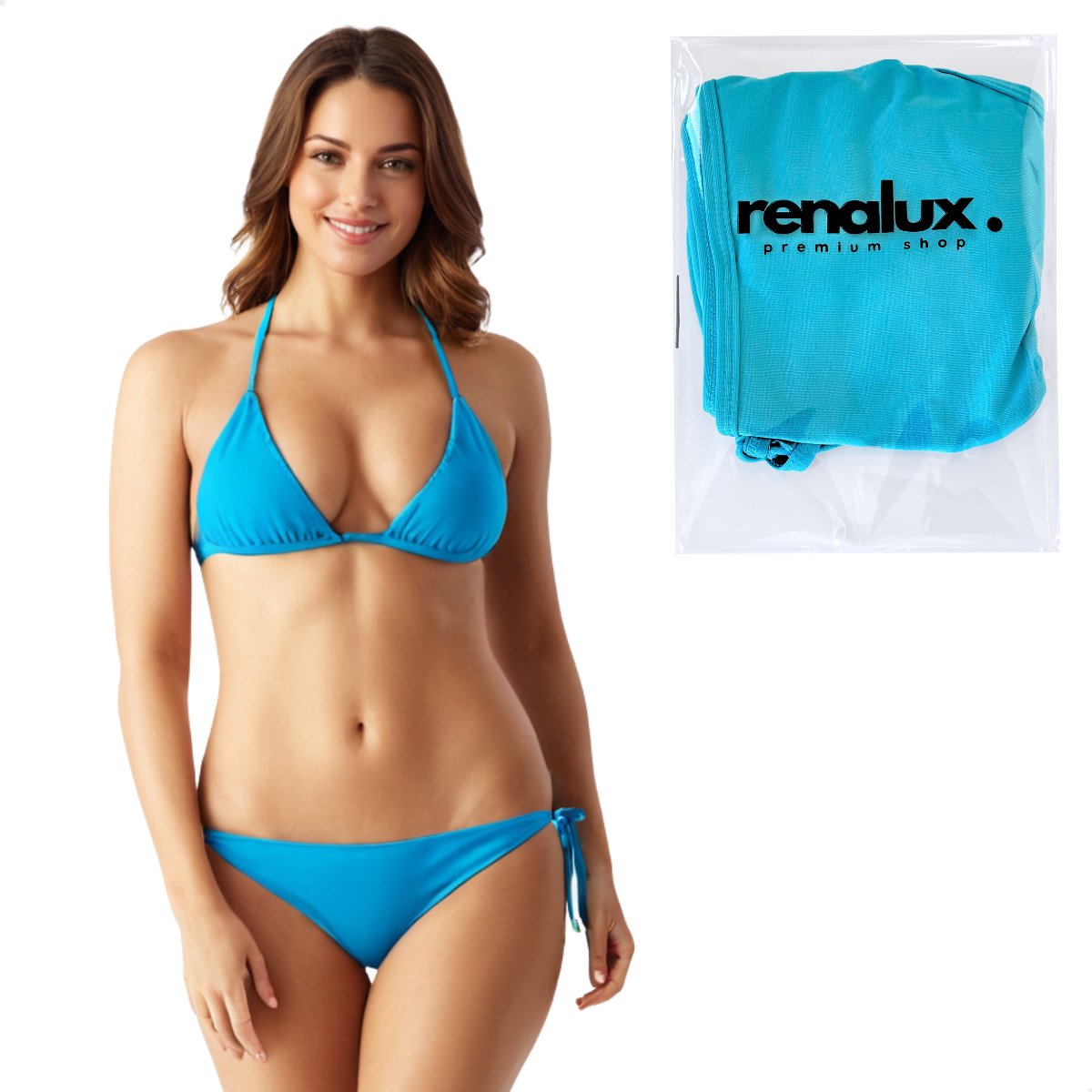 RENALUX Bikini Dames - Bikini Set Dames - Bikini Top en Bikini Broekje - Triangel Bikini Set - Blauw — afbeelding 9